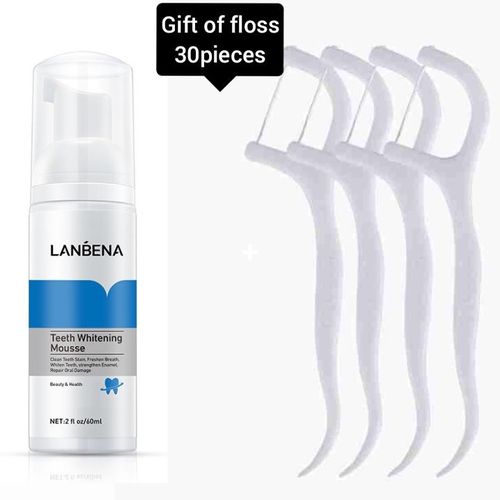 Lanbena Teeth Whitening Mousse Toothpaste + Gift of dental floss (30pieces)