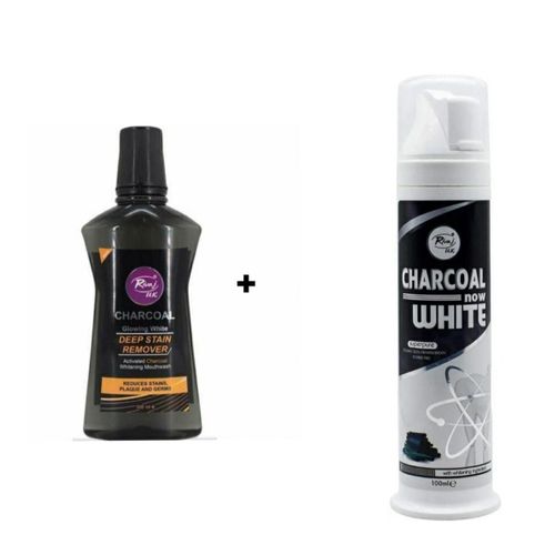 Fresh Breath Charcoal Glowing Teeth Whitening Deep Stain Remover Whitening Mouth Wash 500m,Whitening Tooth Paste 100ml