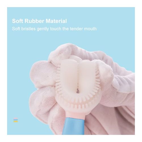 Silicone U-Shape Toothbrush Kids Manual Toddler Teeth Cleaning Brush 2-12 Years- Multi-colour.