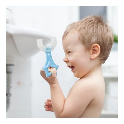 Silicone U-Shape Toothbrush Kids Manual Toddler Teeth Cleaning Brush 2-12 Years- Multi-colour.