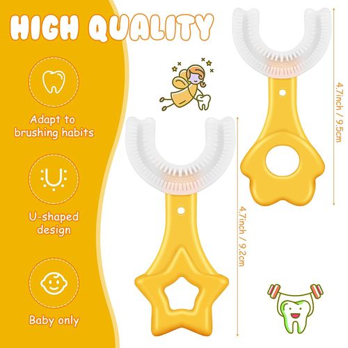 Silicone U-Shape Toothbrush Kids Manual Toddler Teeth Cleaning Brush 2-12 Years- Multi-colour.