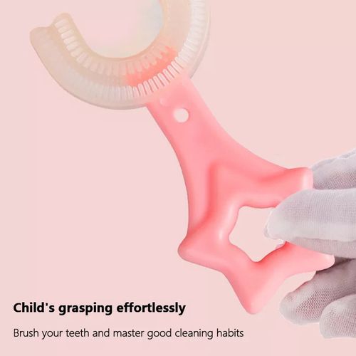 Silicone U-Shape Toothbrush Kids Manual Toddler Teeth Cleaning Brush 2-12 Years- Multi-colour.