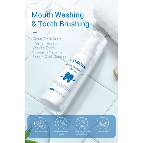 Lanbena Teeth Whitening Mousse Toothpaste Fresh and Shiny Breath to Remove Bad Breath