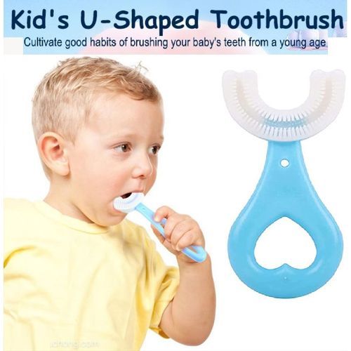 Children Toothbrush With U-Shaped Bristles, - Blue
