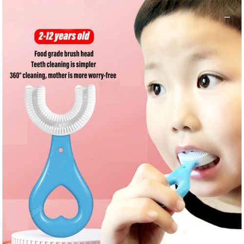 Children Toothbrush With U-Shaped Bristles, - Blue