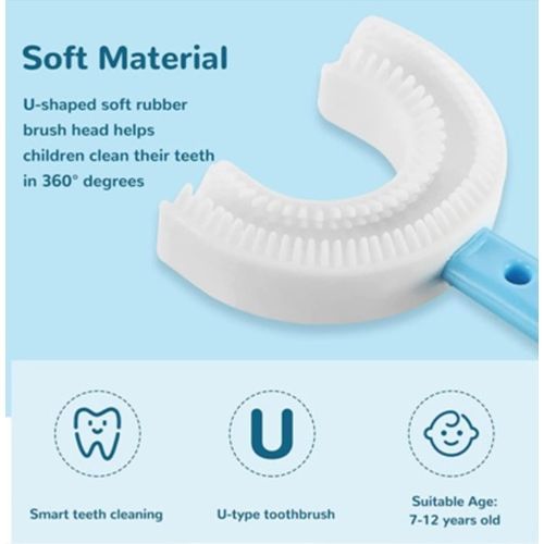 Children Toothbrush With U-Shaped Bristles, - Blue