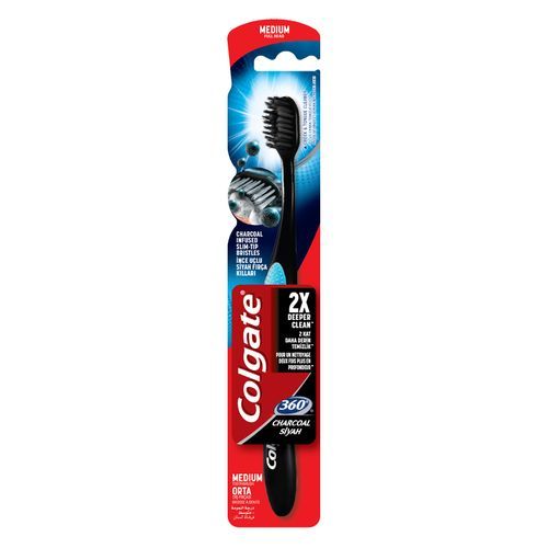 Colgate-Palmolive 360 Charcoal Toothbrush, Soft Bristles