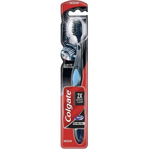 Colgate-Palmolive 360 Charcoal Toothbrush, Soft Bristles Black