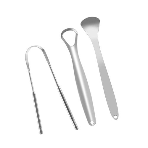 3Pcs Portable  Scraper Cleaner Fight Bad Breath Argent