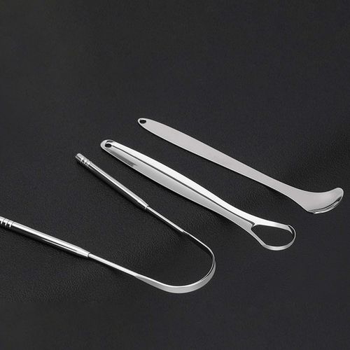 3Pcs Portable  Scraper Cleaner Fight Bad Breath Argent