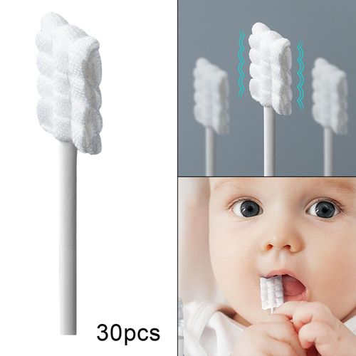 30Pcs Baby Tongue Cleaner Disposable Infant Toothbrush White 12x8.3cm