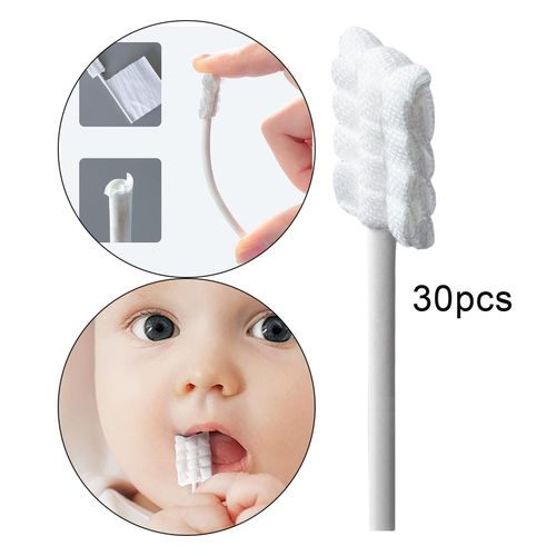 30Pcs Baby Tongue Cleaner Disposable Infant Toothbrush White 12x8.3cm