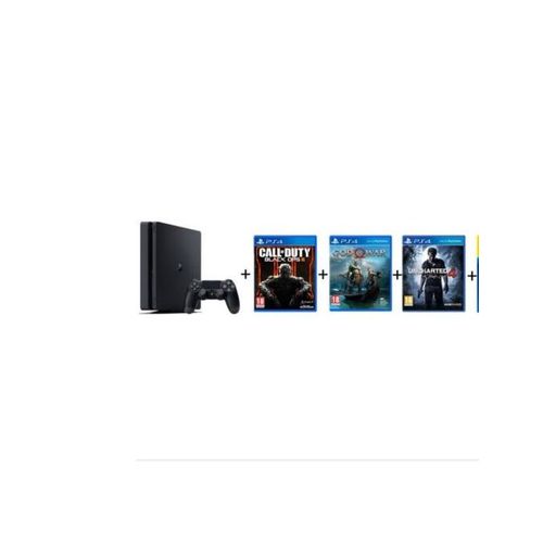 Playstation Mint Condition PS4 Slim 500GB Console with God of War + Uncharted + Call Of Duty - Black