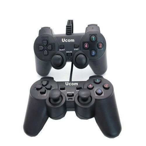 UCOM Twin/Single Computer Controller Game Pads Double/One Shock Vibration - Black