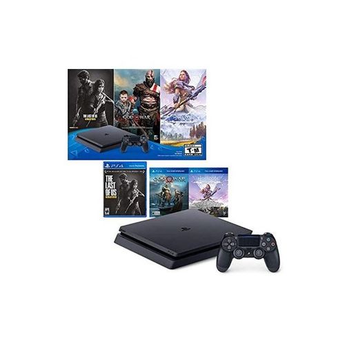 Playstation Mint Condtion PS4 Slim 500GB Console & God Of War, Horizon+ The Last Of Us- Black