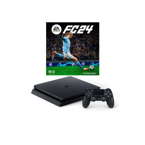 Sony PlayStation PS4 Slim 500GB Console With 1 Pad and Free Game Disk + FIFA 24 - Black