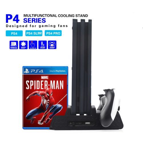 Microsoft PS4 Series Multi-function Cooling Stand, CD Holder, Double Charger - Black