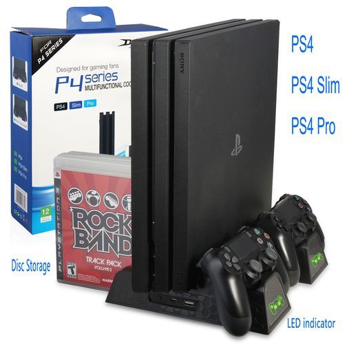 Microsoft PS4 Series Multi-function Cooling Stand, CD Holder, Double Charger - Black