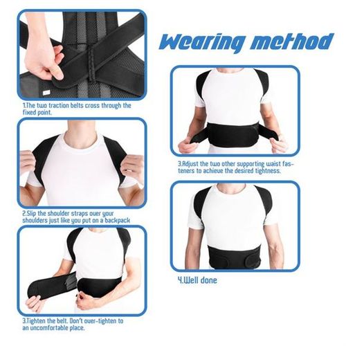 Hunchback Correction Belt Posture Corrector Vest Adjustable Back Support Belt Shoulder Support Spine Neck Stretcher Trainer(M)