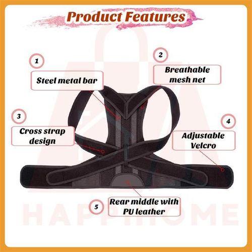 Hunchback Correction Belt Posture Corrector Vest Adjustable Back Support Belt Shoulder Support Spine Neck Stretcher Trainer(M)