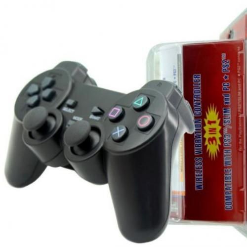 Wireless Vibration Controller 3 in 1 Gamepad Compatible With PS2/PS3/ PC - Black