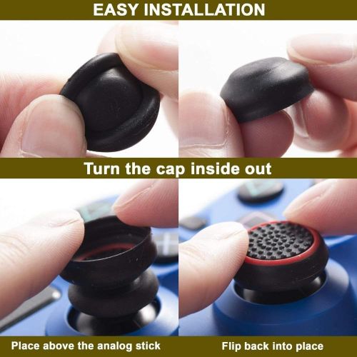 Silicone Controller Thumb Grip, Anti Slip Stick Grip Cover for Ps4 Ps5 Xbox 360 Xbox One Game Controllers - black