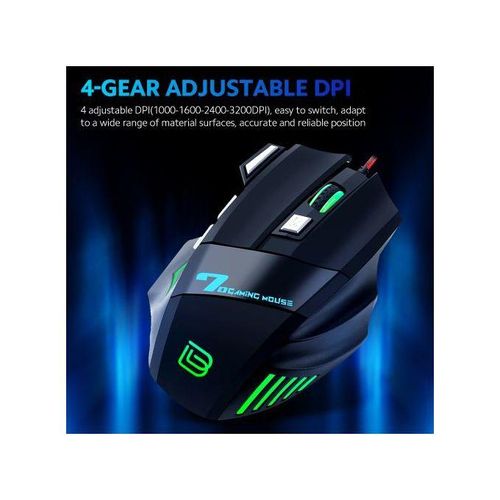 BAJEAL 7D Keys Gaming Wired Mouse With Colorful RGB Light Effect
