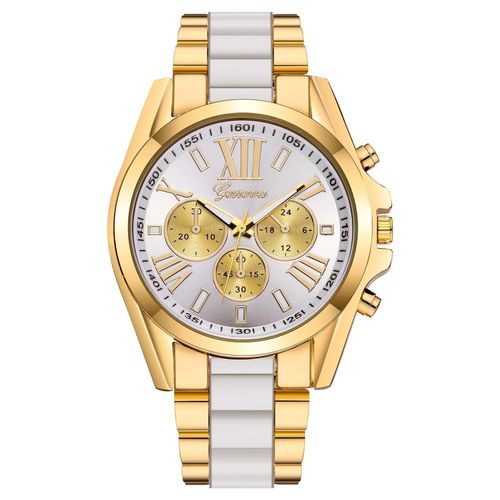 Geneva Three Eyes Business Watch Geneva Quartz Watch Large Plate Steel Belt Roman Scale Men's Watch