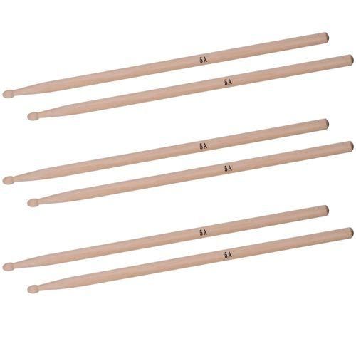 3 Pairs of Type5A Maple Drumsticks Drum Sticks with 1pc Carrying Pouch for Drum Kit Jazz Drum NO5142