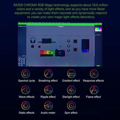 Razer V3 Chroma RGB Headphones Wired USB Gaming Headset with Detachable HyperClear Cardioid Mic