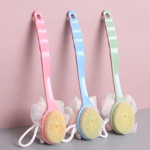 Soft Body Scrubber Shower Exfoliating Scrubs Long Handle Bath Exfoliator Skin Massager Cleaning