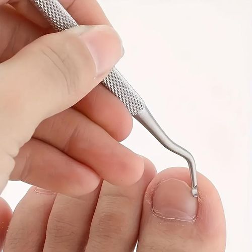Stainless Steel Ingrown Toenail Cleaner, Curved Nail Spoon For Dirt Removal, Non-slip Grip Handle, Easy-to-Use Pedicure Tool For Deep Cleaning Nail Grooves