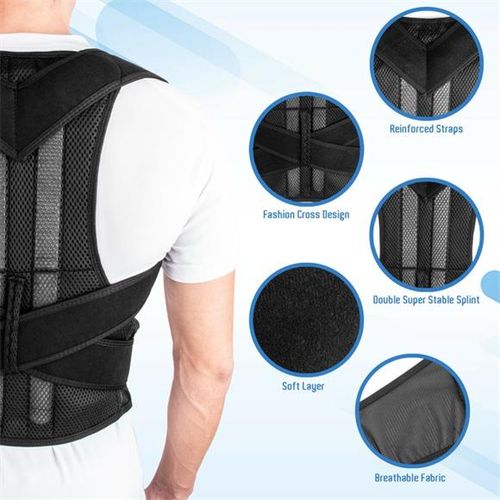 Hunchback Correction Belt Posture Corrector Vest Adjustable Back Support Belt Shoulder Support Spine Neck Stretcher Trainer(M)