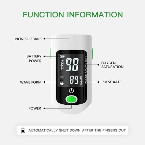 Pulse  Fingertip  Oxygen SpO2 Monitor Pulse Rate Green