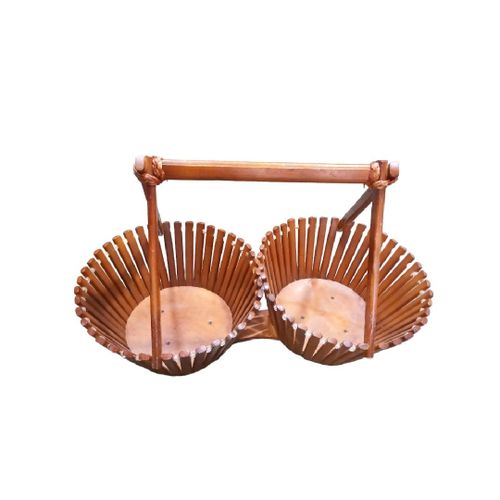 Twin Double layer wodden multiple purpose carrier for dinning, functions,home,art, environment  preserving and healthy nature basket