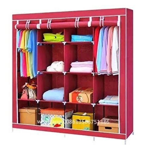 4 Column Wardrobe- Red, Maroon