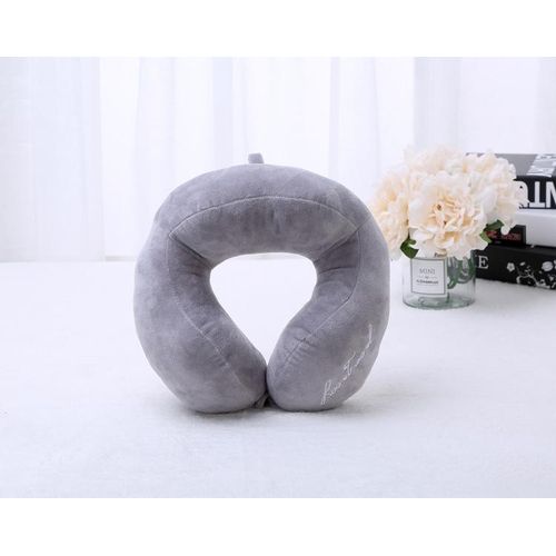 Portable U-Shaped ow Cervical Spine Soft Flannel PP Cotton Ne ow Home Car Travel Sleeping Body ow Slept Bedding- Grey