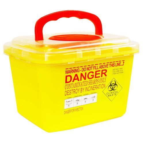 Biohazard Needle Disposal Waste Bin  5 litres,  Yellow