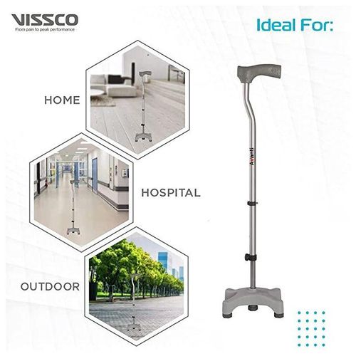 Genuine Avanti L Shape Quadripod Walking Stick, Height Adjustable Walking Stick With 4 Legs - Universal (Grey)