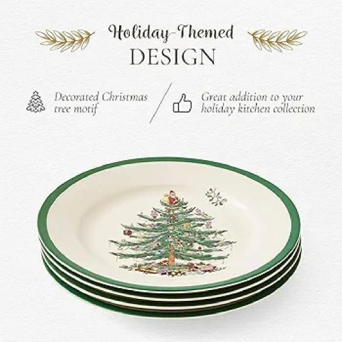 6Pieces Half Adozen Of Unique Heavy Xmas Dinner Plate Microwave Safe