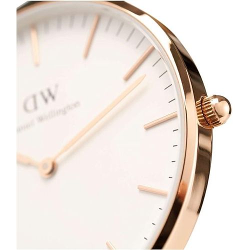 Daniel Wellington Unisex Classic Sheffield Watch, 36 mm, Leather, -Black , Rose Gold