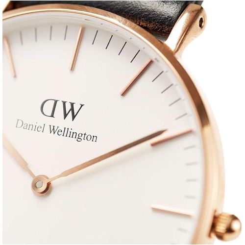 Daniel Wellington Unisex Classic Sheffield Watch, 36 mm, Leather, -Black , Rose Gold