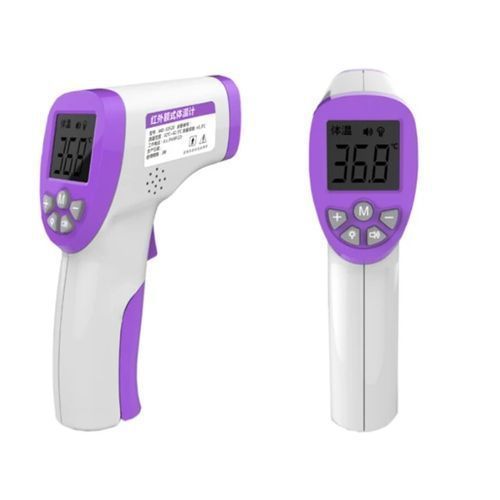 Digital LCD IR Infrared Thermometer Temperature Forehead Gun - White, Purple