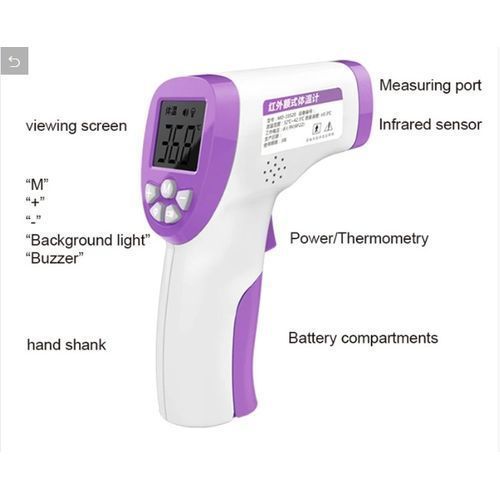 Digital LCD IR Infrared Thermometer Temperature Forehead Gun - White, Purple