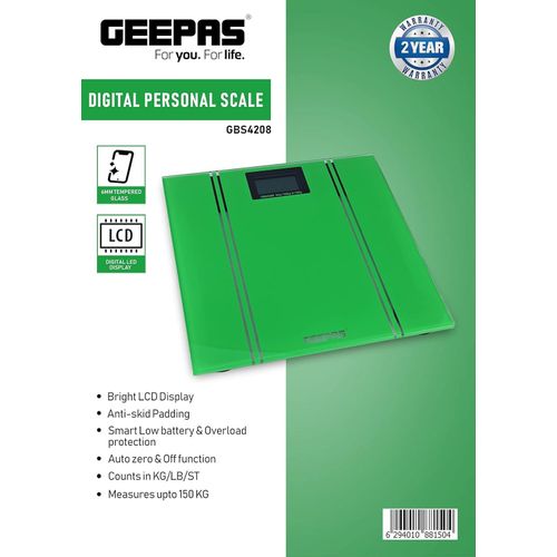Digital Personal Scales - Easy Read Display, Max Capacity 150 kg-Multi