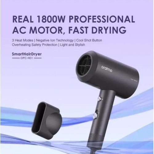 Oraimo Smart Hair Dryer 1800W Negative Ion Hair Dryer - Black
