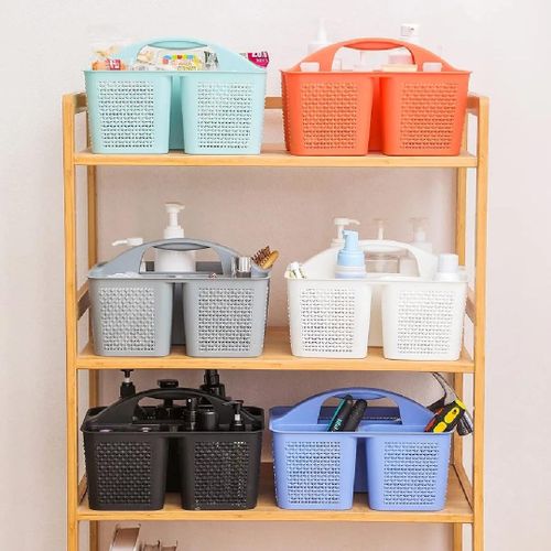 Plastic Portable Shower Caddy Basket Bucket, Cleaning Shower Basket with Handle Compartments Storage Basket Organizer for Bathroom Kitchen College Dorm Sink,