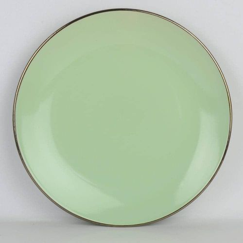 16-Piece Ceramic Stoneware Metallic Rim Dinner Plates Set Dessert Sideplates Cups Bowls Dinnerware Set- Green