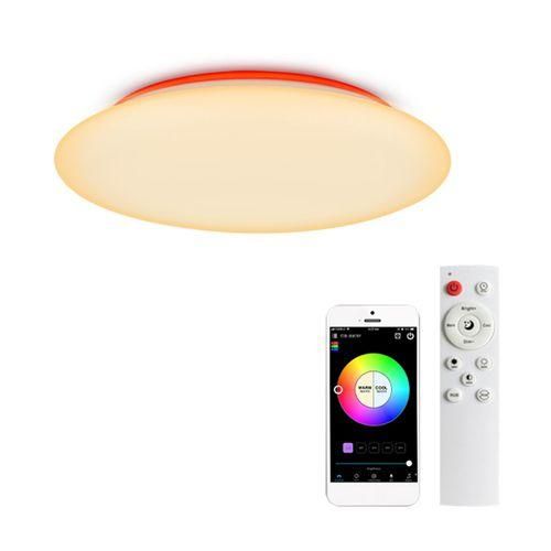 A C90240V 28W LEDs RGBCCT 12Inches Intelligent Ceiliing Light with Controller Supported Wirelessly  BT Double Connected Supported Phones App Control Voice Control 16 Millions Colors Changing Builtin 20 Dynamic Modes DIY Coloring Camera Picking Up
