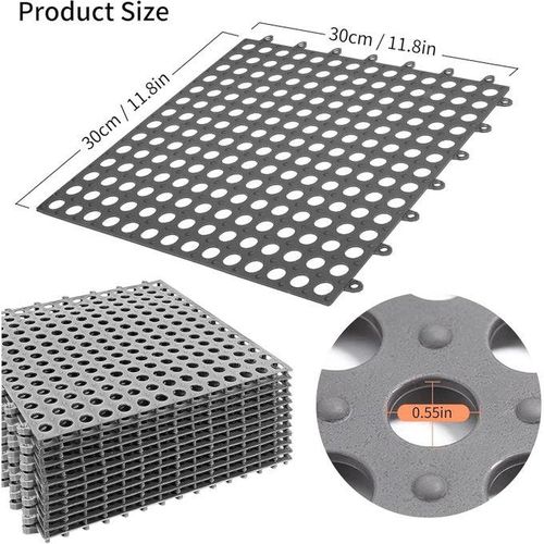 16Pack Interlocking Floor Tiles Soft PVC Non Slip Shower Floor Mat,Non-Slip Pool Bathtub Drain Tiles for Flooring,Splicing Waterproof Mat for Bath,Garden,Shower,Pool,Gyms,Deck,Gray
